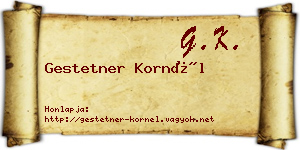 Gestetner Kornél névjegykártya